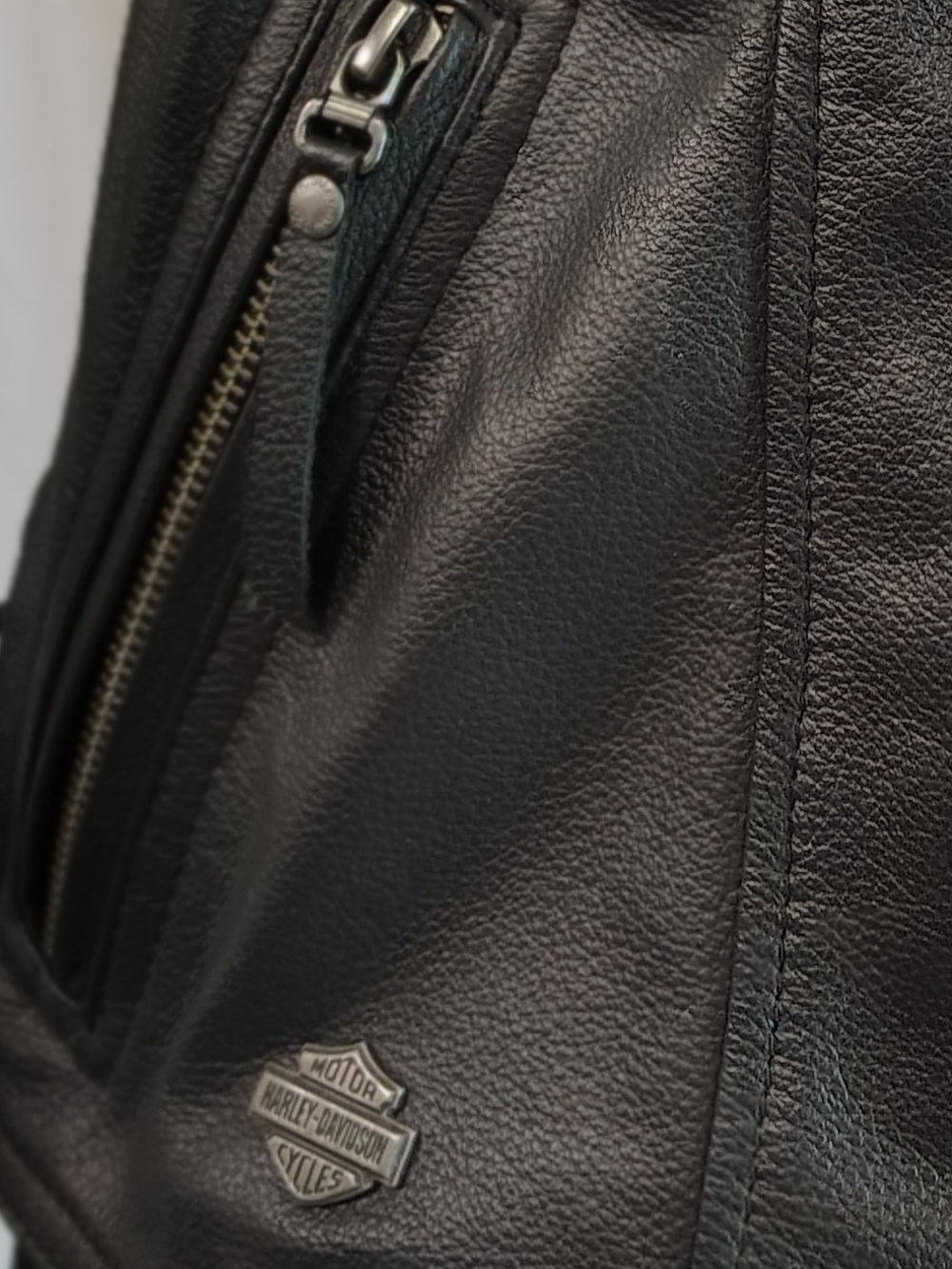Black Ladies Harley Davidson Leather Zip-Front Biker Vest And Matching Headband - Picture 3 of 12